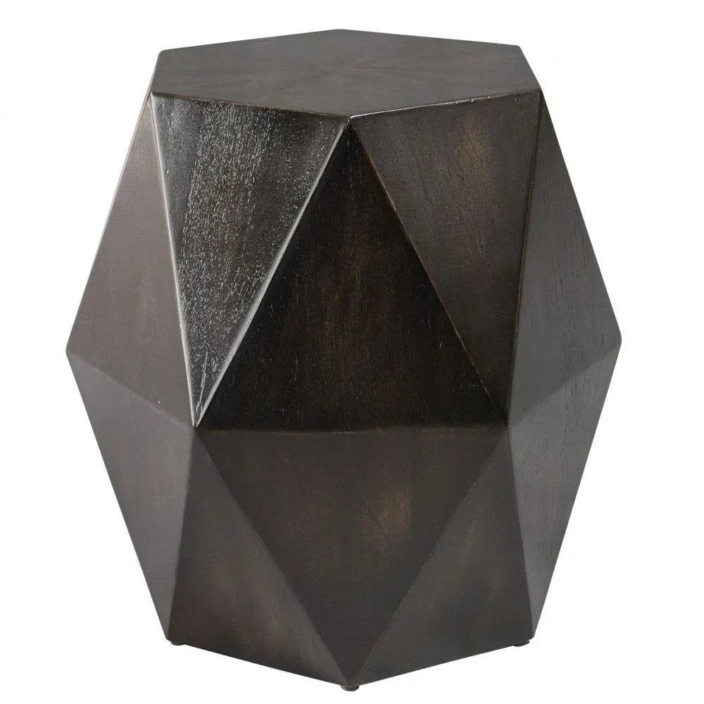 Bailey Street Home Geometric Accent Table, 18 inches Tall x 18 inches Wide, Worn Black/Natural Distress Finish - 208-Bel-4944454