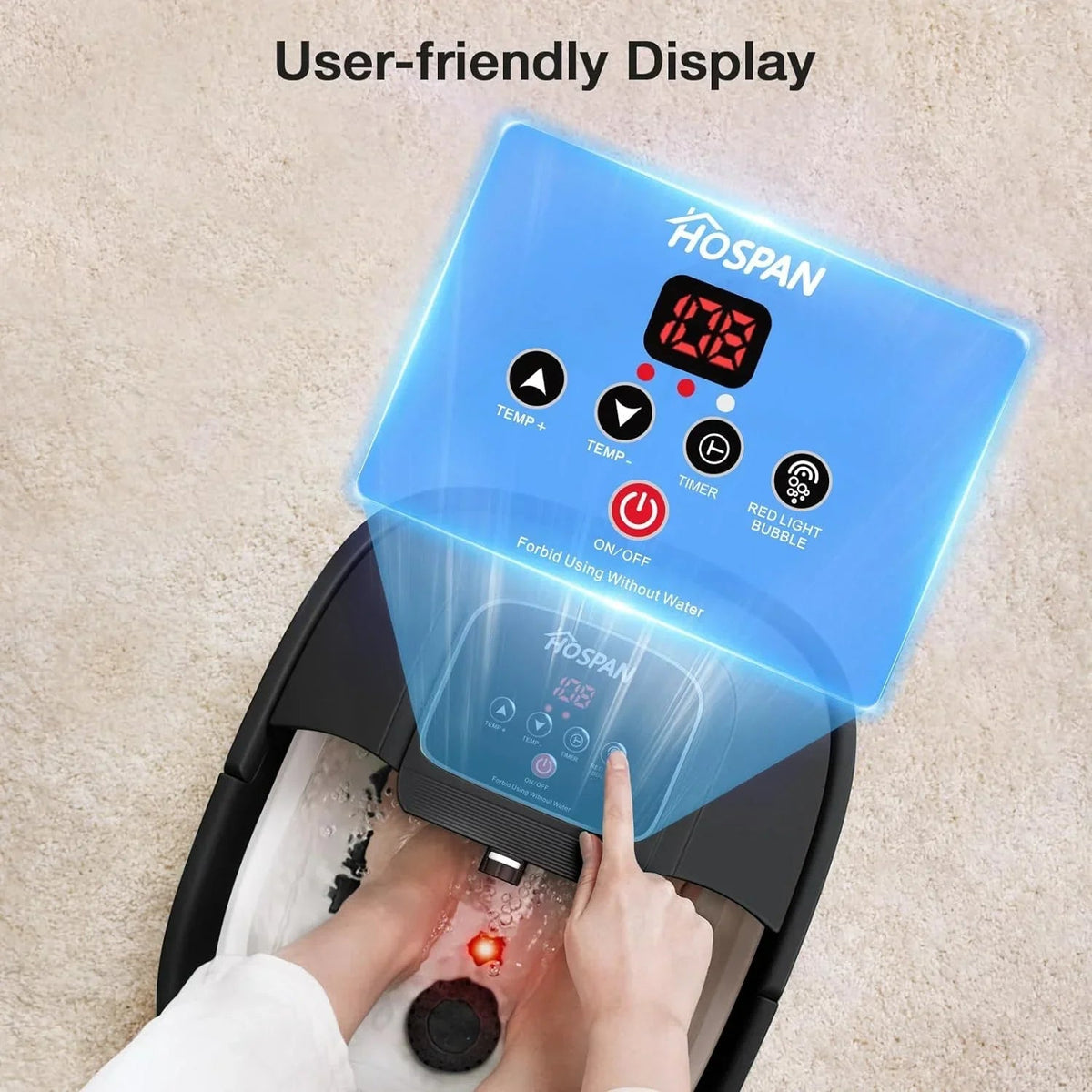 YOZIHAYL Collapsible Foot Spa With Heat, Bubbles, Red Light, Temperature Control And 8 Shiatsu Massage Rollers - 3.0