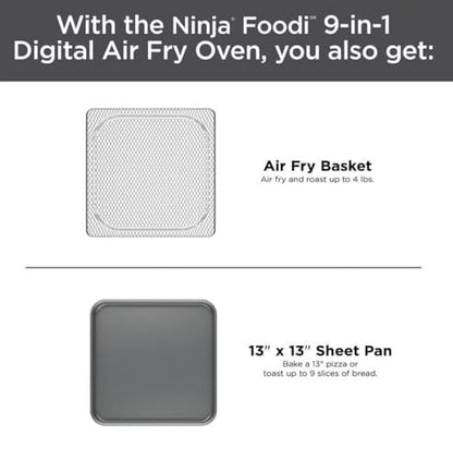 Ninja Foodi 9-in-1 Digital Air Fry Oven, Convection Oven, Toaster, Stainless Steel - 102A
