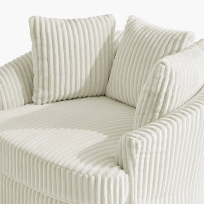 2-Piece Oversized 43 W Plush Corduroy Swivel Barrel Chairs With Pillows