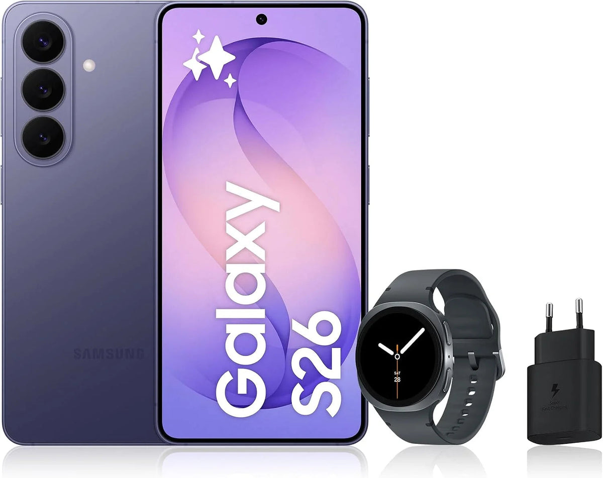 Samsung Galaxy S26 Android 5G Smartphone, 512 Go, Violet, 25W Fast Charger Included - Galaxy S26