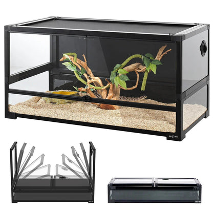 REPTI ZOO 40 Gallon Tempered Glass Reptile Terrarium Tank 36x18x18 in