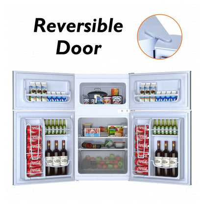 Costway Compact Refrigerator With Internal Freezer, Grey, 3.2 Cu. Ft.