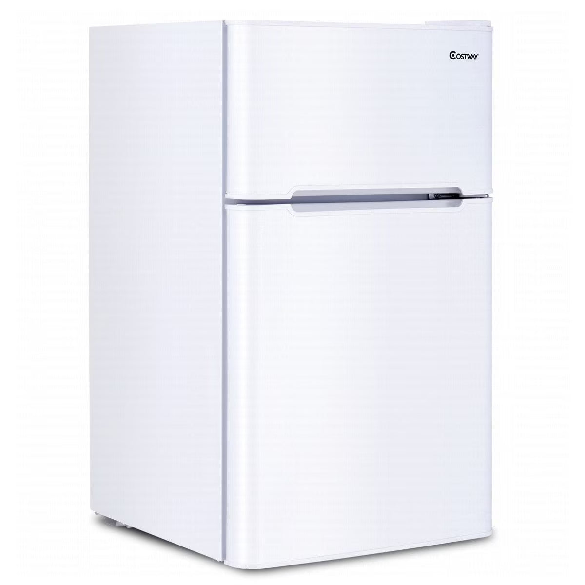 Costway Compact Refrigerator With Internal Freezer, Grey, 3.2 Cu. Ft.