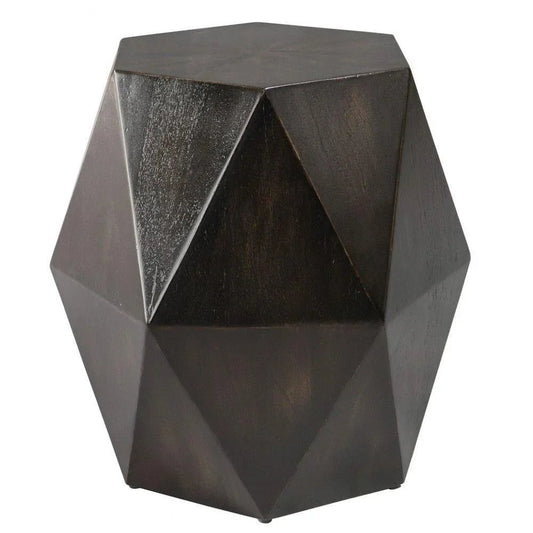 Bailey Street Home Geometric Accent Table, 18 inches Tall x 18 inches Wide, Worn Black/Natural Distress Finish - 208-Bel-4944454