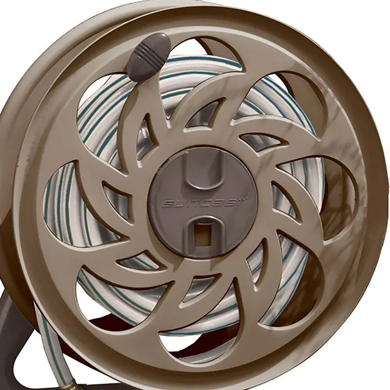 SUNCAST Wall-Mounted Side Tracker Garden Hose Reel, 125 ft 5/8 in, Tan - STA125B