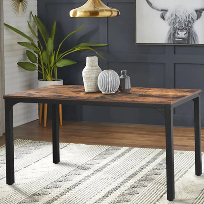 VEIKOUS 47in Industrial Dining Table Desk With Adjustable Footpad And Metal Frame