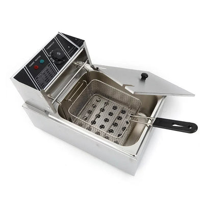 denest 5kW Large Single-Tank Electric Deep Fryer With Fry Basket - 6/12L