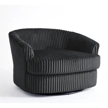 2-Piece Oversized 43 W Plush Corduroy Swivel Barrel Chairs With Pillows