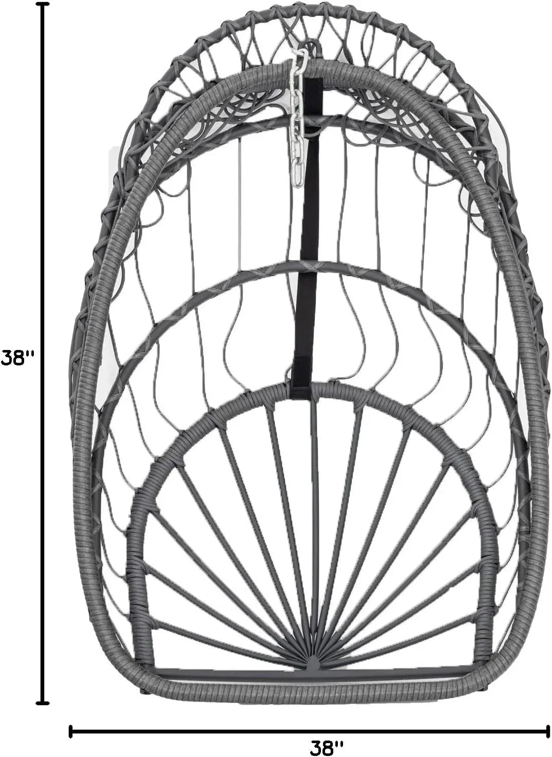 Yechen Indoor Outdoor Wicker Hanging Egg Chair With Stand, 38 x 38 x 78 Inches, 350 lbs, Charcoal Grey - EG-001