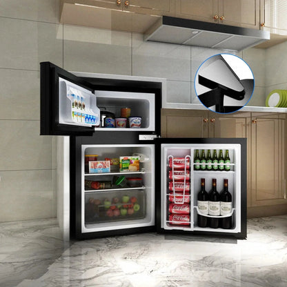 Costway Compact Refrigerator With Internal Freezer, Grey, 3.2 Cu. Ft.